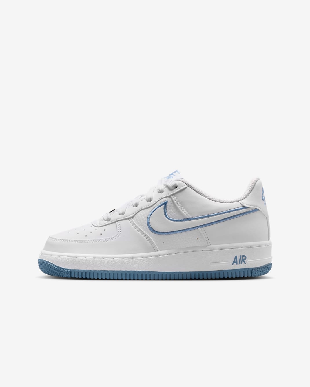 Nike Air Force 1 Older Kids' Shoes - White/Work Blue/Metallic Silver/White