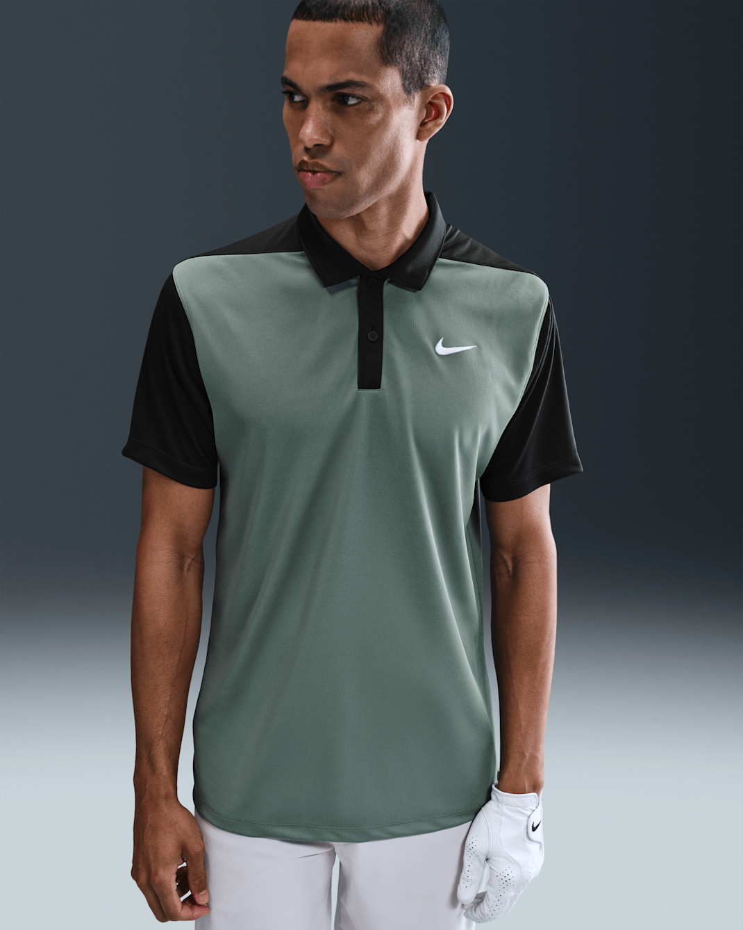Pánská golfová polokošile Nike Victory+ Dri-FIT - Clay Green/Night Forest/Bílá