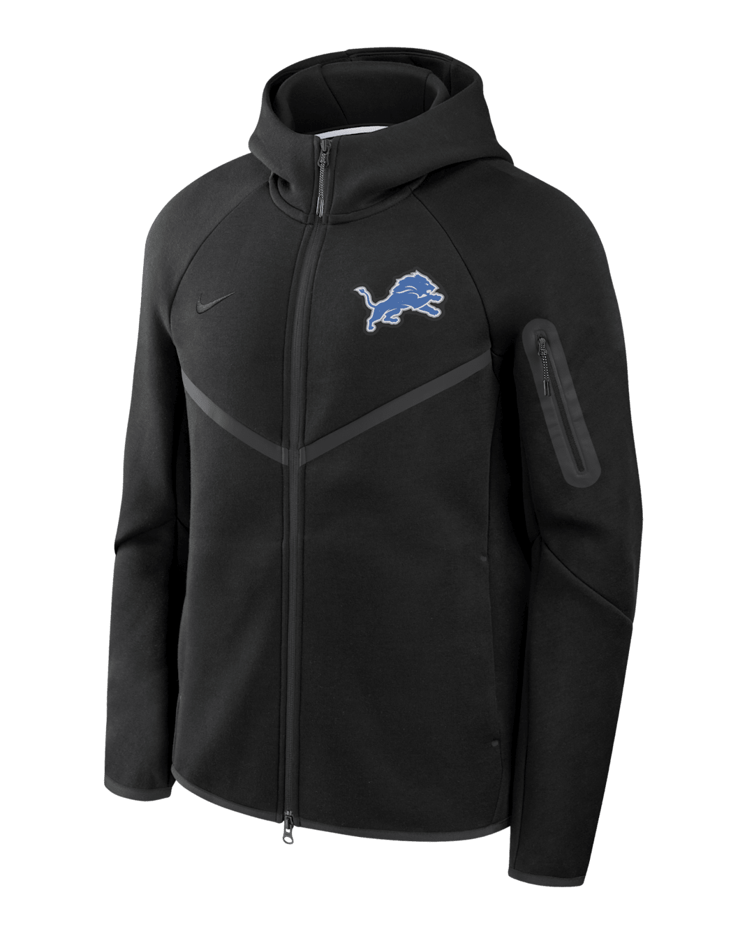 Detroit Lions Tech Fleece Windrunner Men's Nike NFL Full-Zip Hooded Jacket - Black