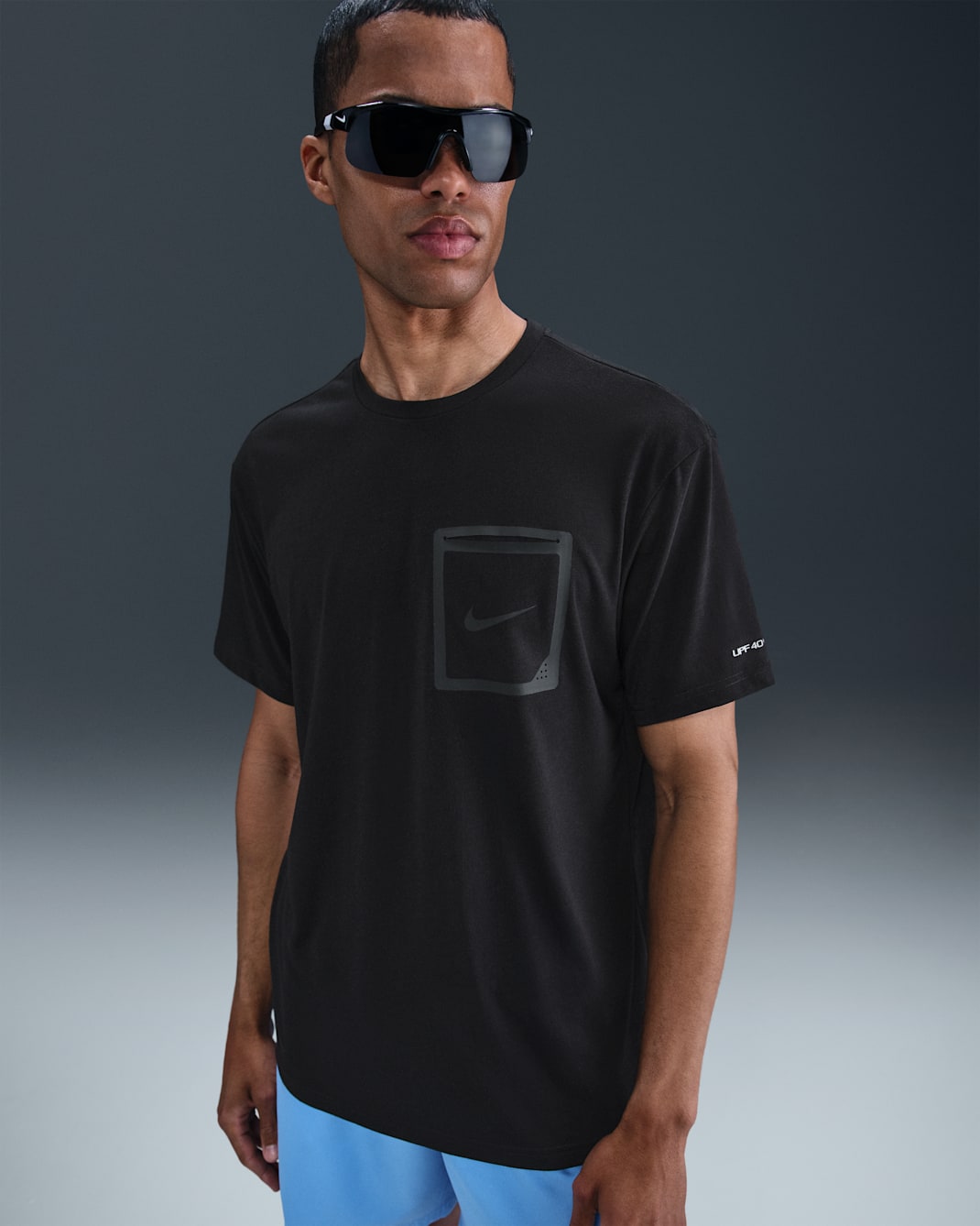 Playera de manga corta para hombre Nike Swim Hydroguard - Negro/Negro