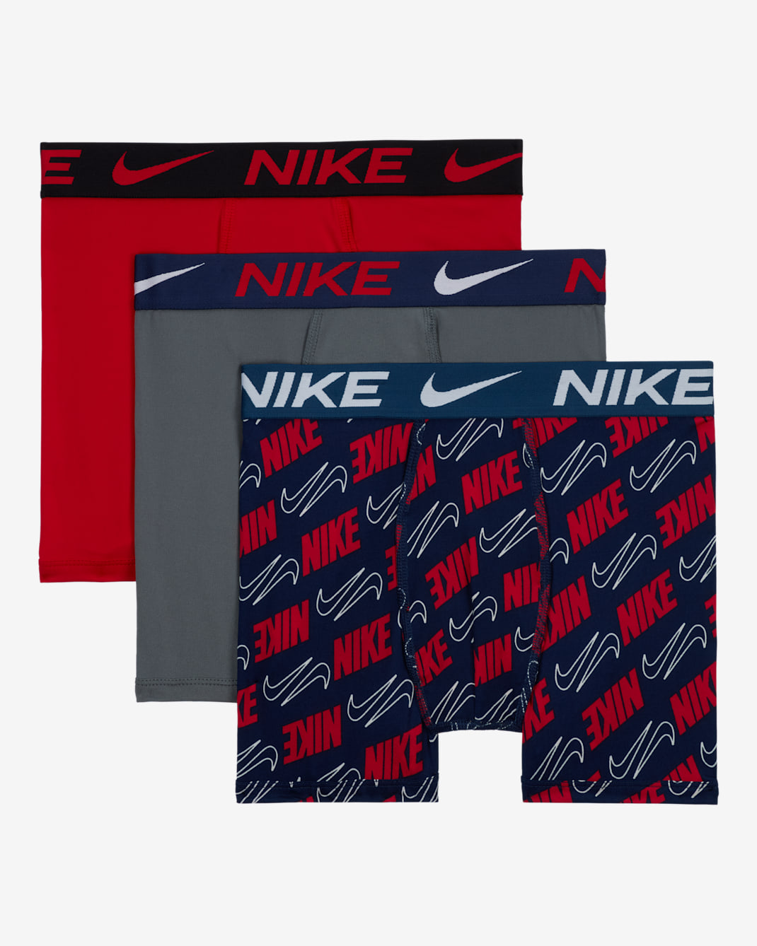 Nike Micro Print Boxer Briefs (3-Pack) Big Kids' Underwear - Midnight Navy