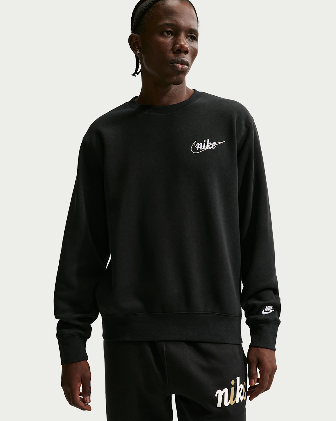Nike Sportswear Club Men's Fleece Crew-Neck Sweatshirt - Black/White