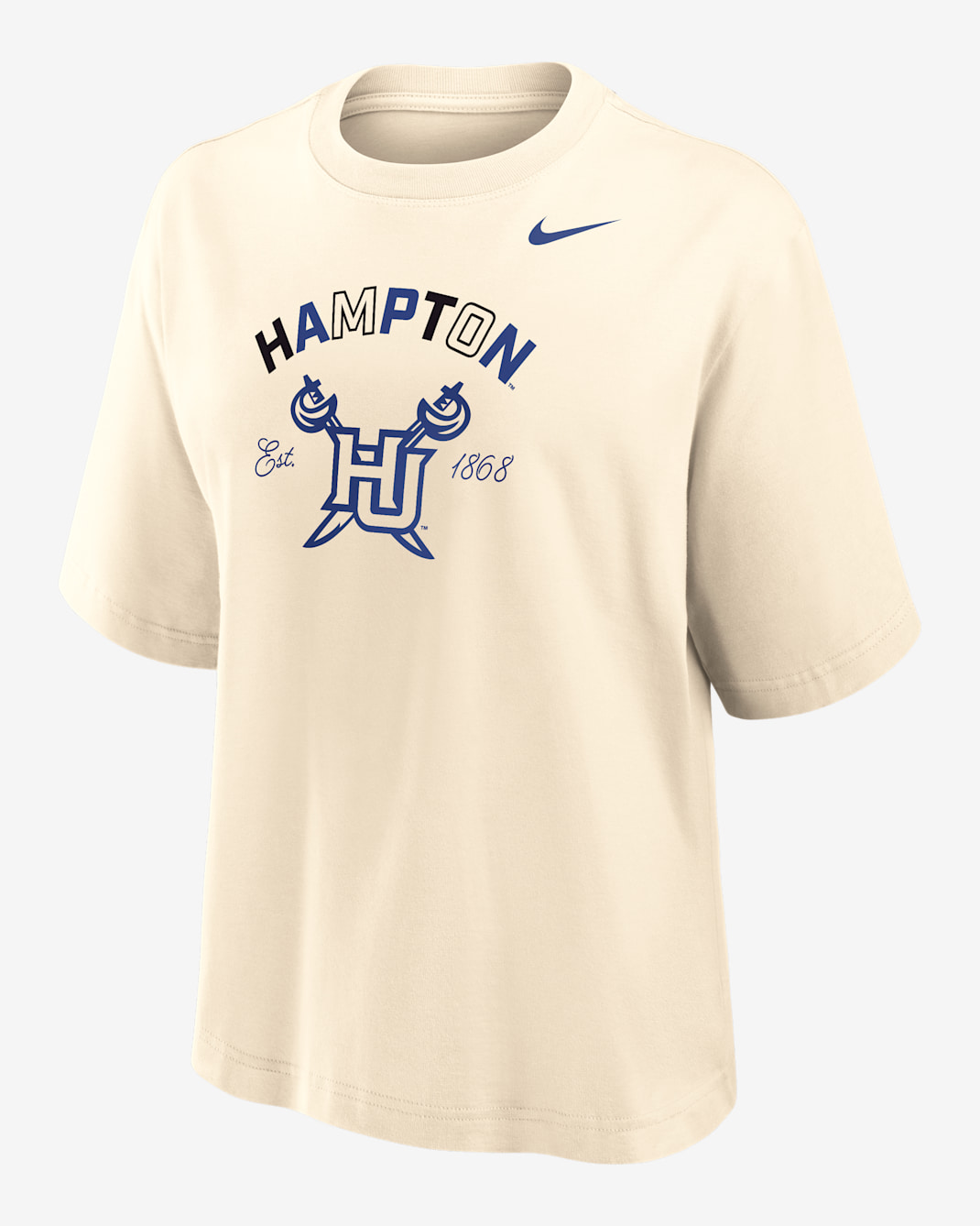 Nike College (Hampton University) Women's Boxy Cotton T-Shirt - Natural