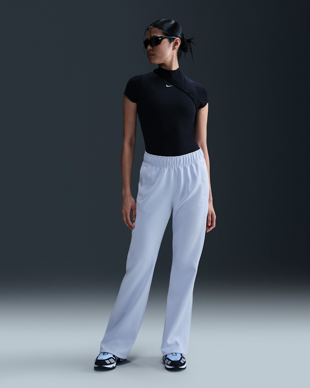Nike Sportswear Windrunner Women's Mid-Rise Slim Knit Trousers - Blue Tint/White