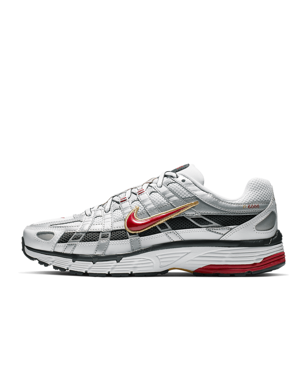 รองเท้าผู้หญิง Nike P-6000 - ขาว/Metallic Platinum/Dark Charcoal/Varsity Red
