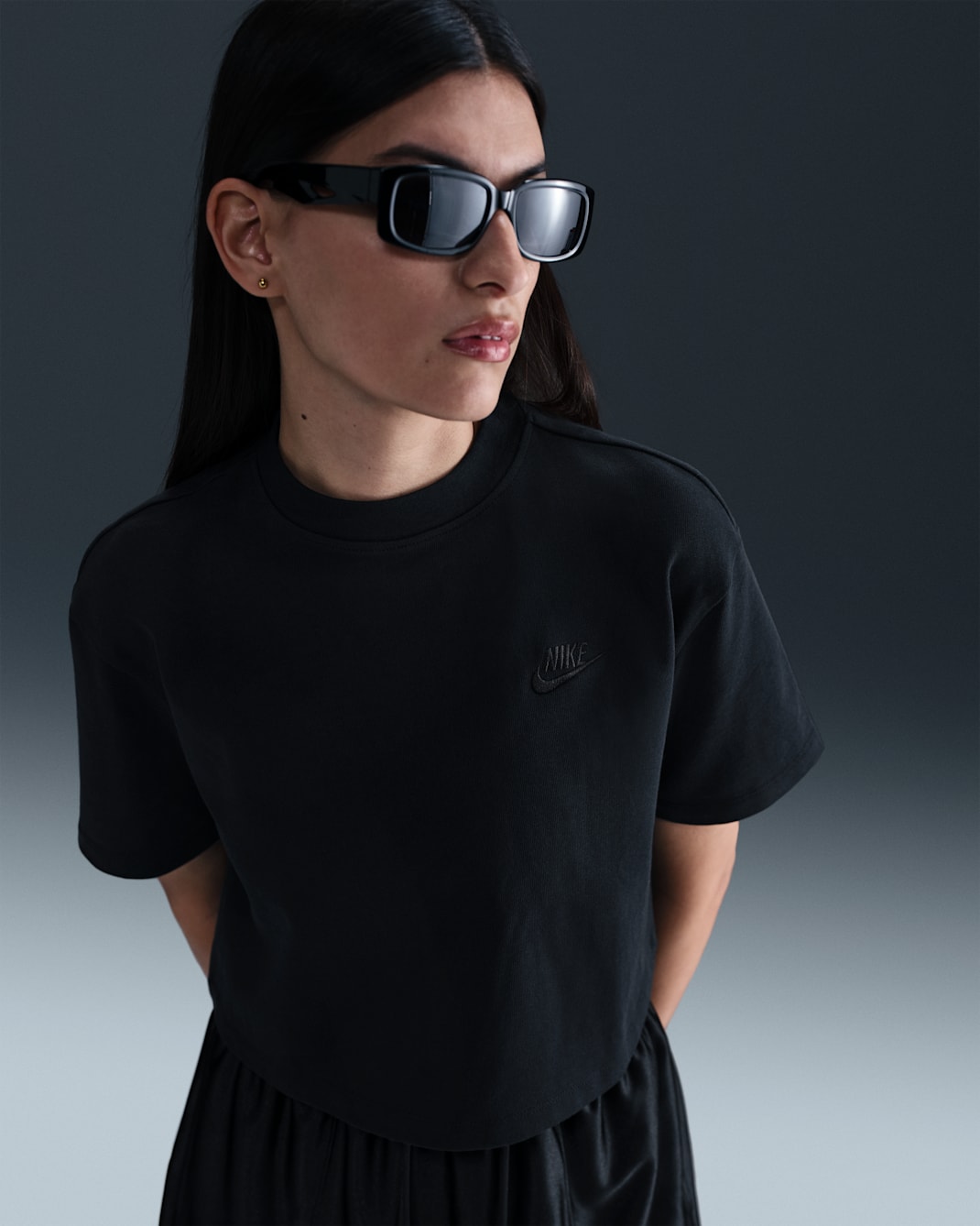 Nike Sportswear Women's Short-Sleeve Jersey Top - Black/Black