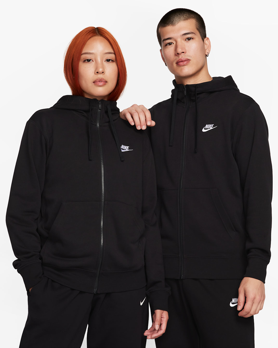 Nike Sportswear Club Men's Full-Zip Hoodie - Black/Black/White