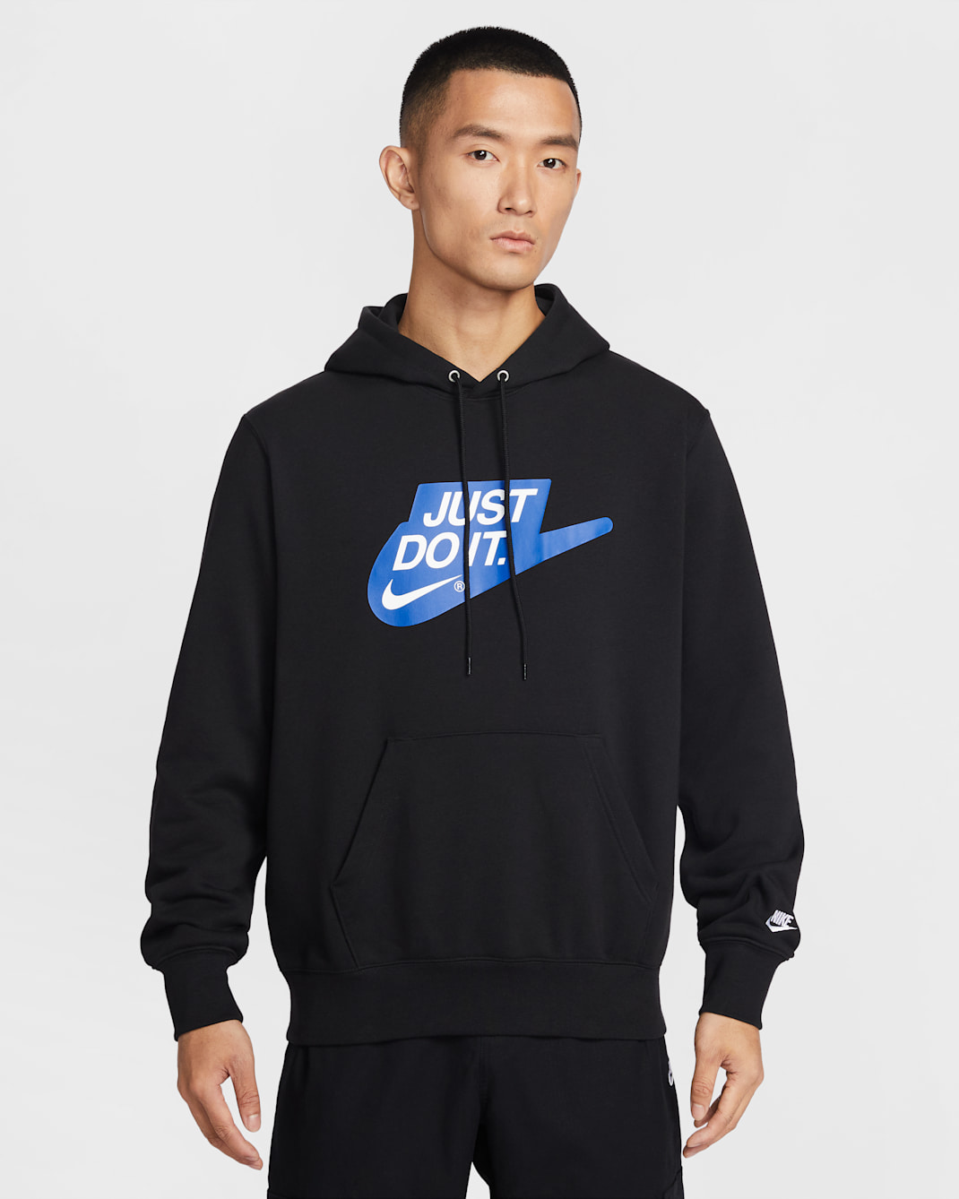 Nike Sportswear Club Men's French Terry Pullover Hoodie - Black/Black/White