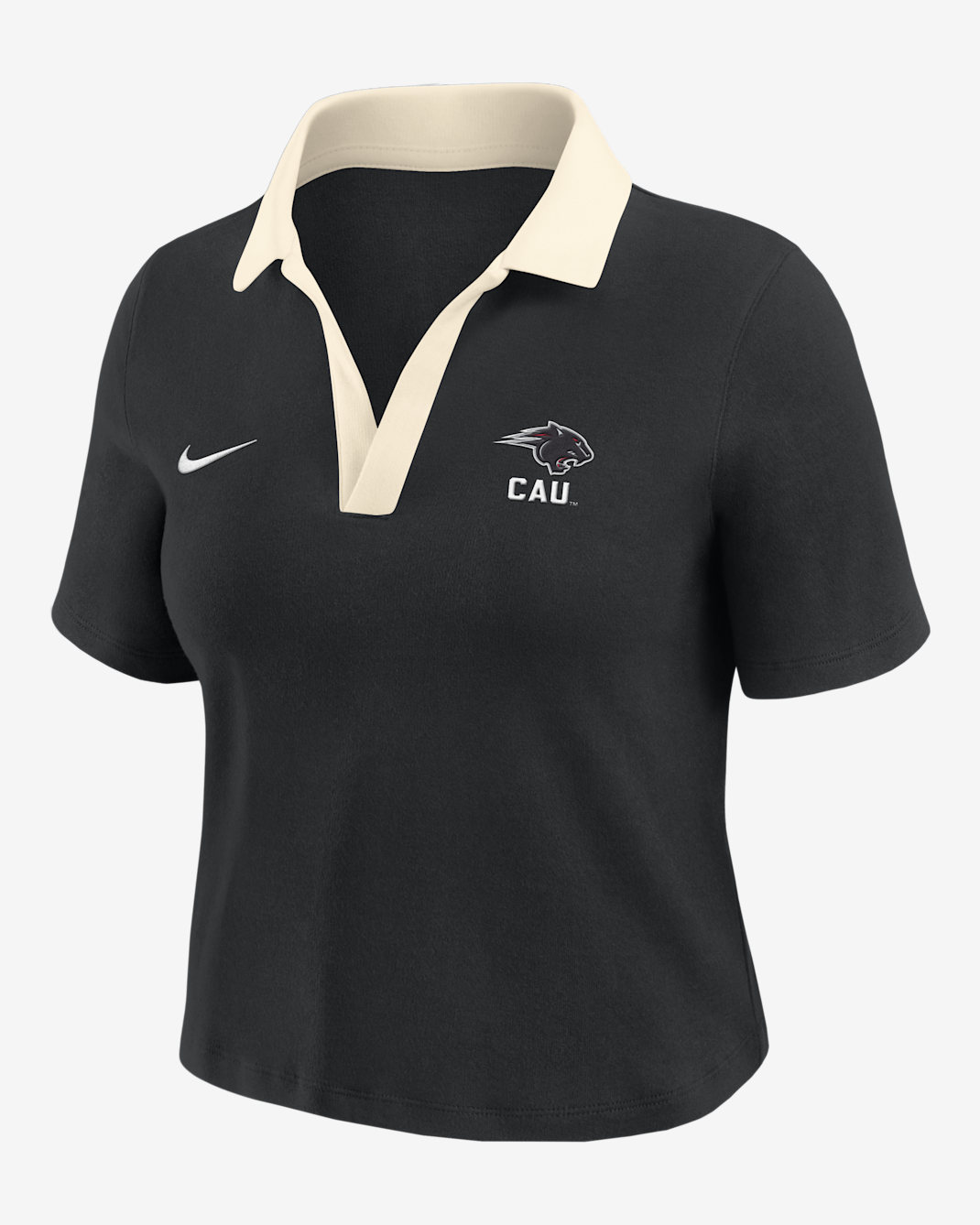 Nike College (Clark Atlanta University) Women's Short-Sleeve Polo Crop Top - Black