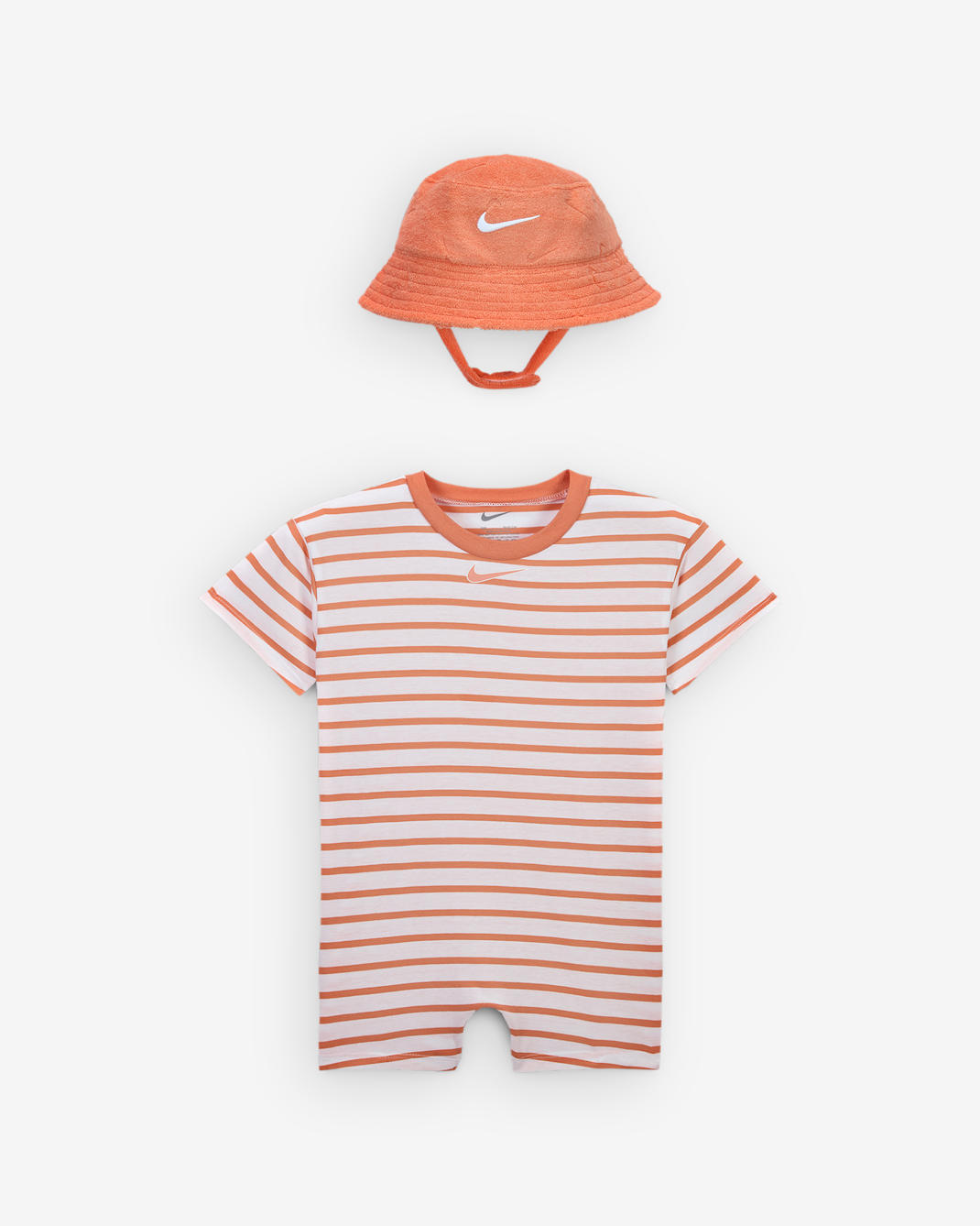 Nike Baby (12-24M) Short Sleeve Romper with Bucket Hat - Apricot Agate