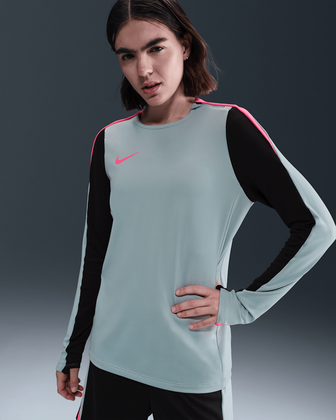 Nike Strike Women's Dri-FIT Crew-Neck Football Top - Ocean Cube/Black/Hyper Pink/Hyper Pink