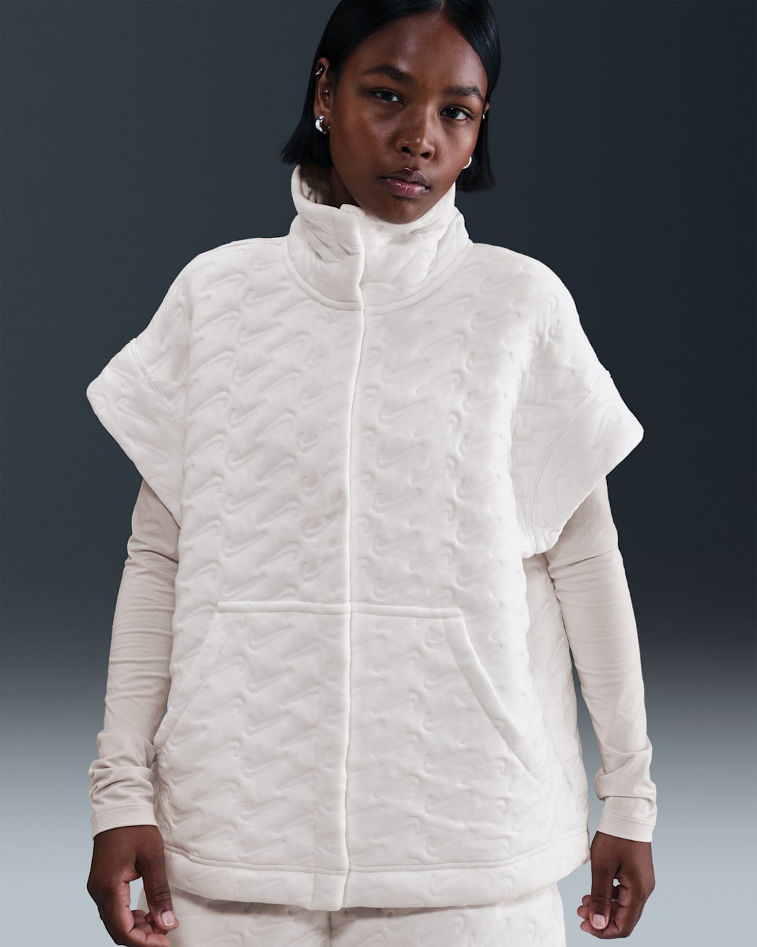 Nike Sportswear Phoenix Fleece Women's Oversized Jacquard Gilet - Sail/Sand Drift