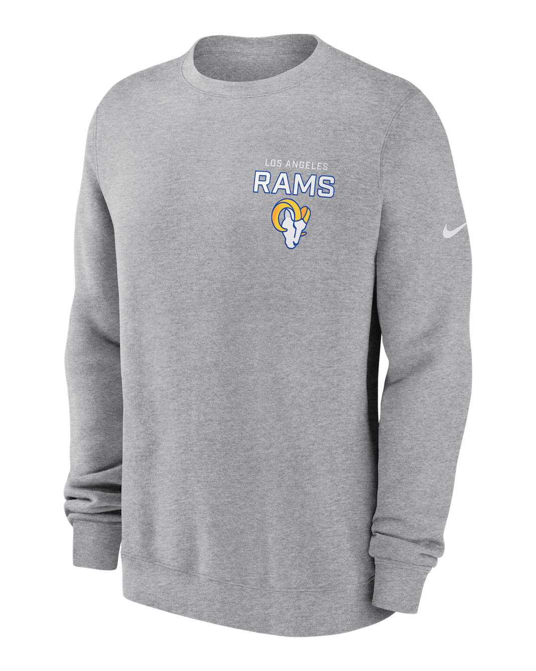 Los Angeles Rams Draw Block Club Men's Nike NFL Pullover Crew - Dark Grey Heather