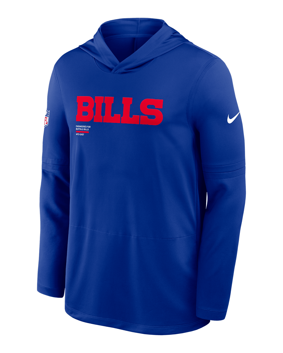 Buffalo Bills Pure Fury Sideline Men's Nike Dri-FIT NFL Long-Sleeve Hooded Top - Royal