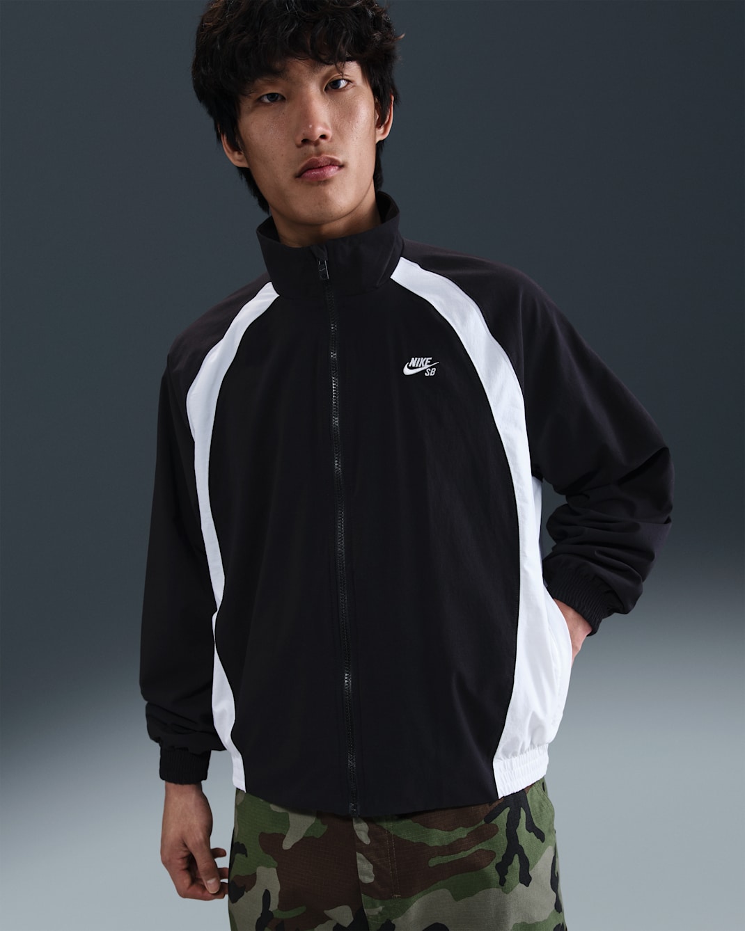 Nike SB Full-Zip Woven Skate Jacket - Black/White/White