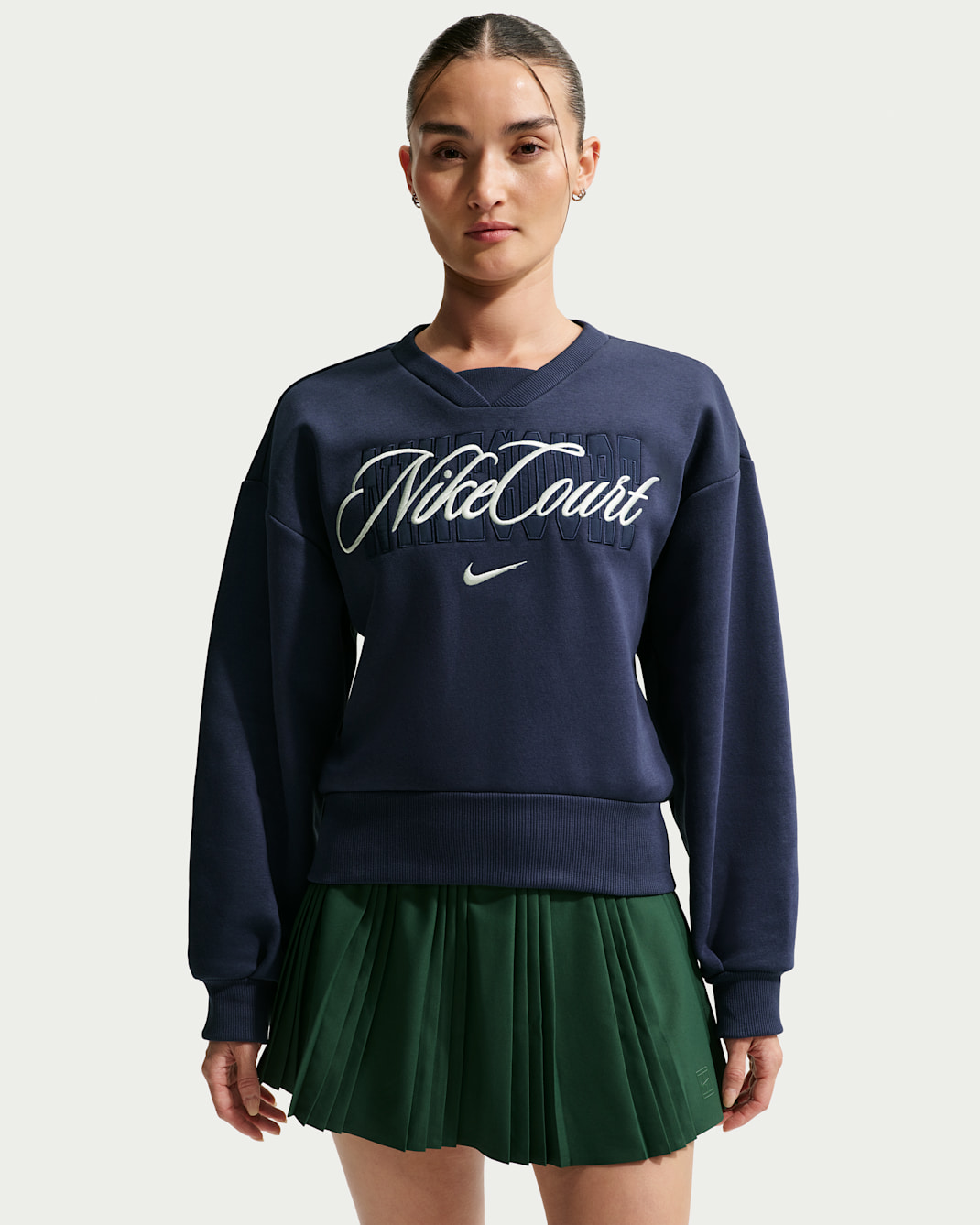 NikeCourt Collection Women's Crew-Neck Tennis Top - Midnight Navy/Sail