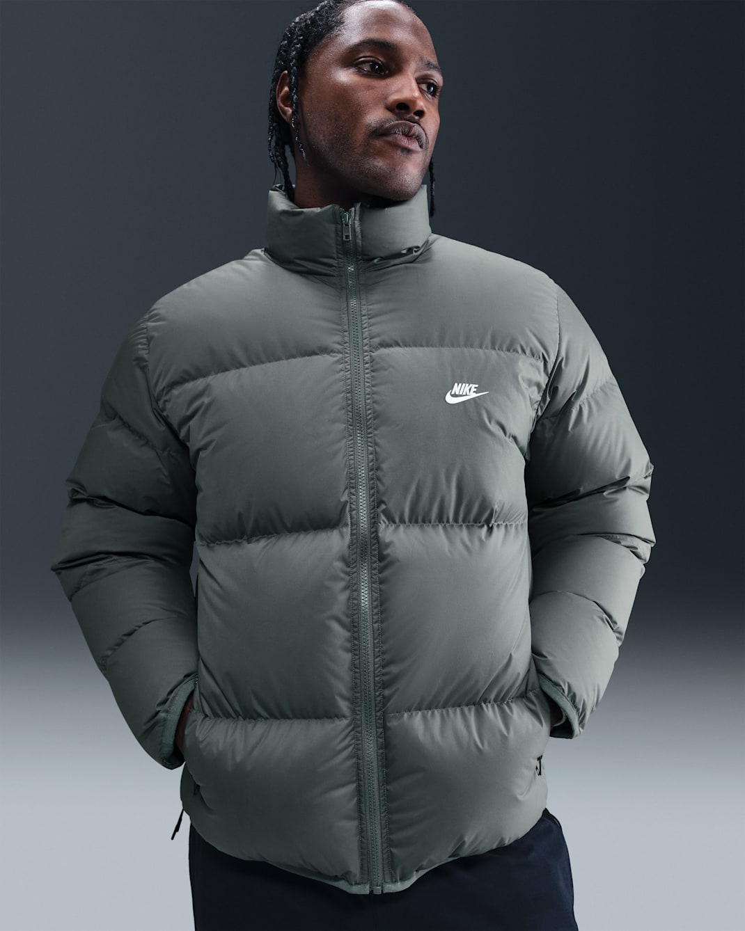 Nike Sportswear Club Men's Therma-FIT Puffer Jacket - Iron Grey/White
