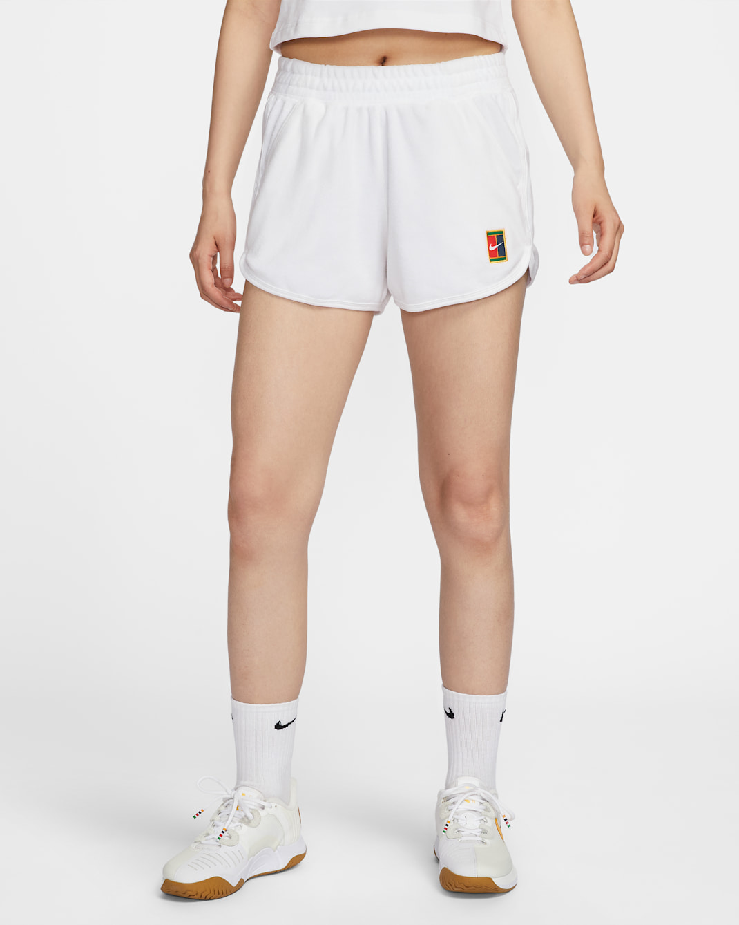 NikeCourt Heritage Women's Mid-Rise French Terry Tennis Shorts - White/White