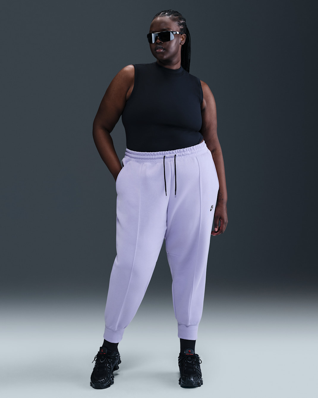 Nike Sportswear Tech Fleece Women's Mid-Rise Joggers (Plus Size) - Lilac Ice/Black