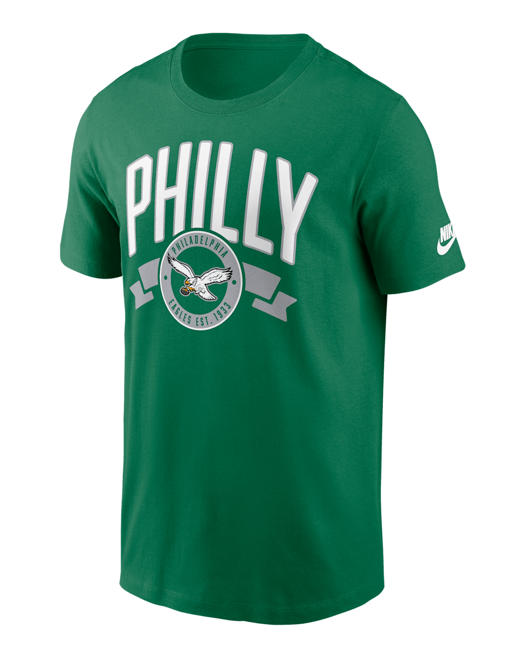 Playera Nike de la NFL para hombre Philadelphia Eagles Rewind Front And Back Hit Essential - Verde Kelly