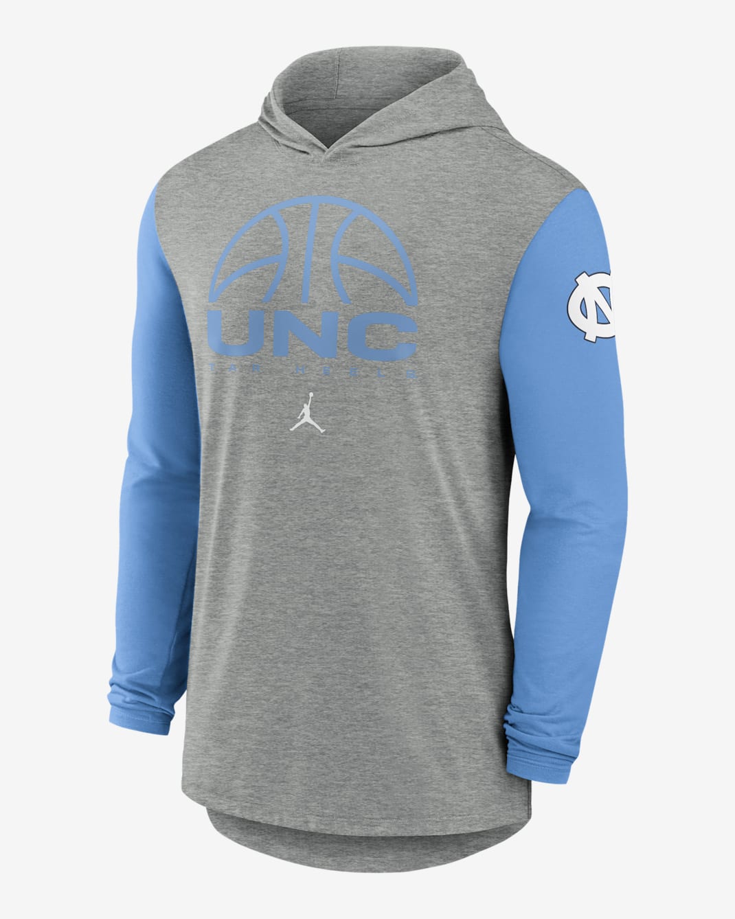 North Carolina Basketball Men's Jordan Brand Dri-FIT College Long-Sleeve Hooded T-Shirt - Grey
