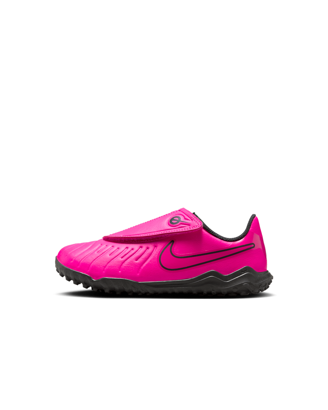 Tacos de fútbol TF de corte low para niños de preescolar Nike Jr. Tiempo Legend 10 Club - Rosa feroz/Negro