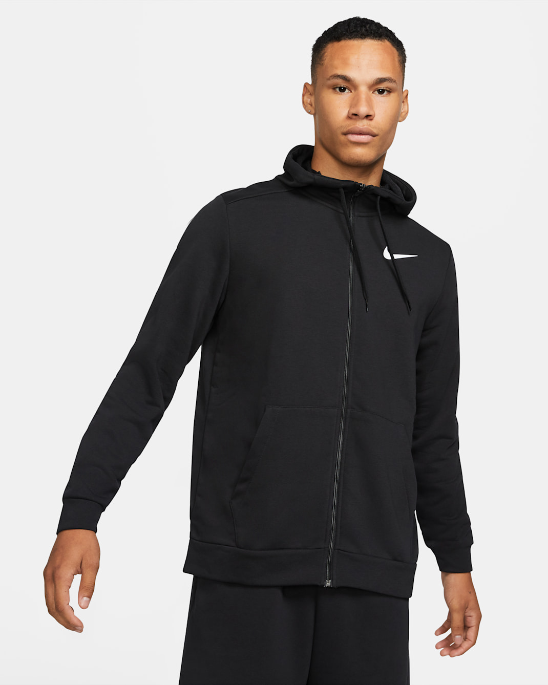 Nike Dry Men's Dri-FIT Hooded Fitness Full-Zip Hoodie - Black/White
