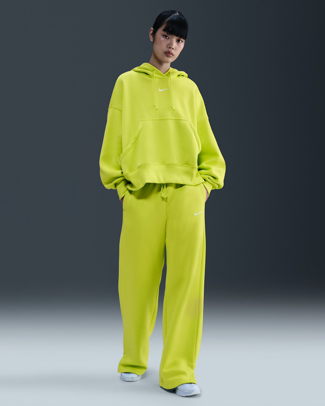 Pantalon ample à taille haute Nike Sportswear Phoenix Fleece pour femme - Cyber/Sail