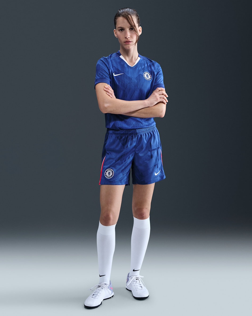 Chelsea F.C. 2025/26 Stadium Home Women's Nike Dri-FIT Football Replica Shorts - Rush Blue/Speed Red/White