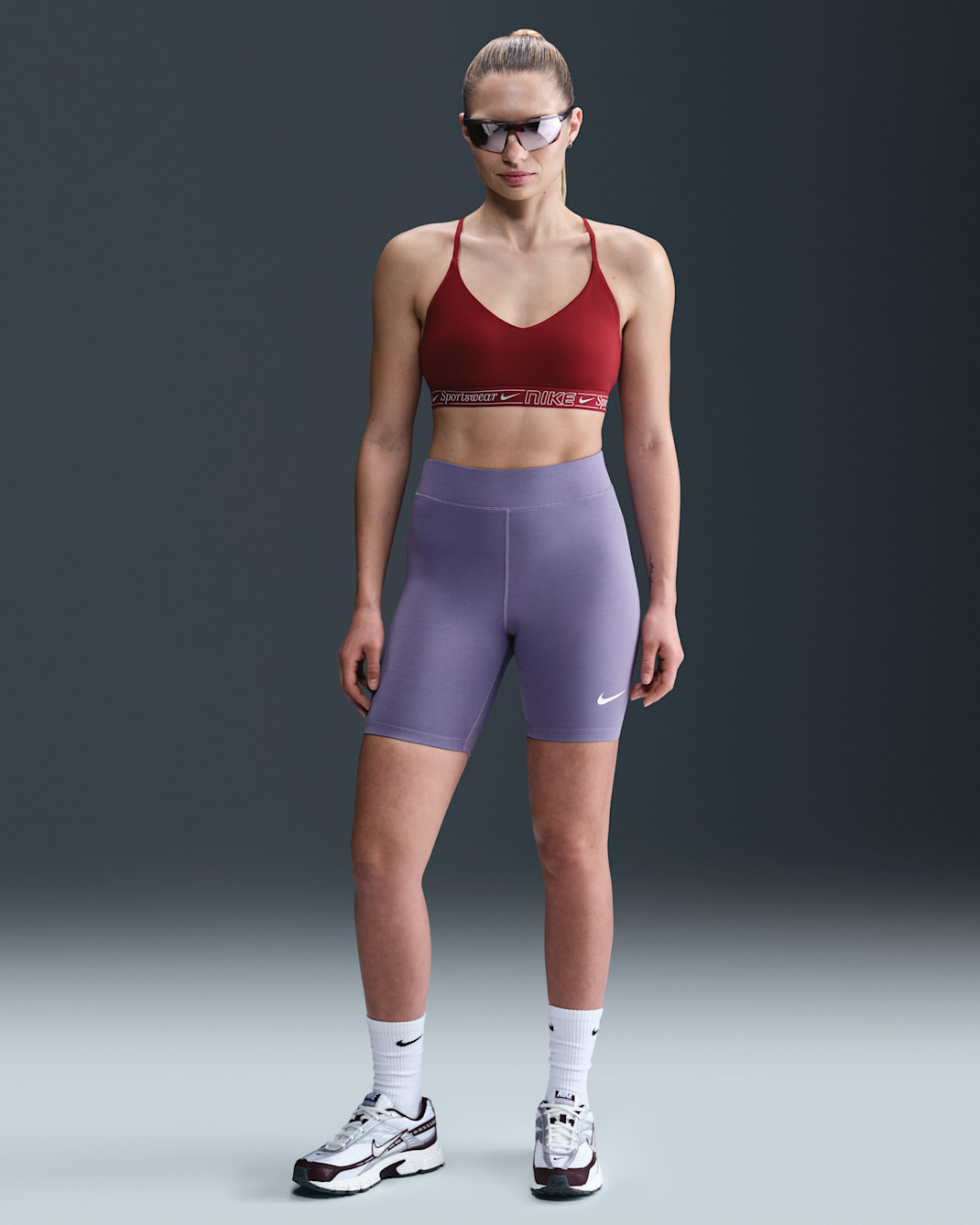 Nike Sportswear Classic Women's High-Waisted 8" Biker Shorts - Dusty Amethyst/Sail