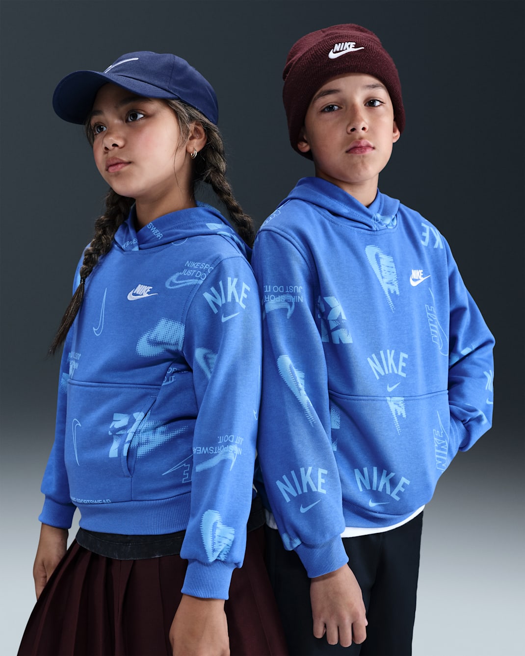 Nike Sportswear Club Big Kids' French Terry Hoodie - Comet Blue/White