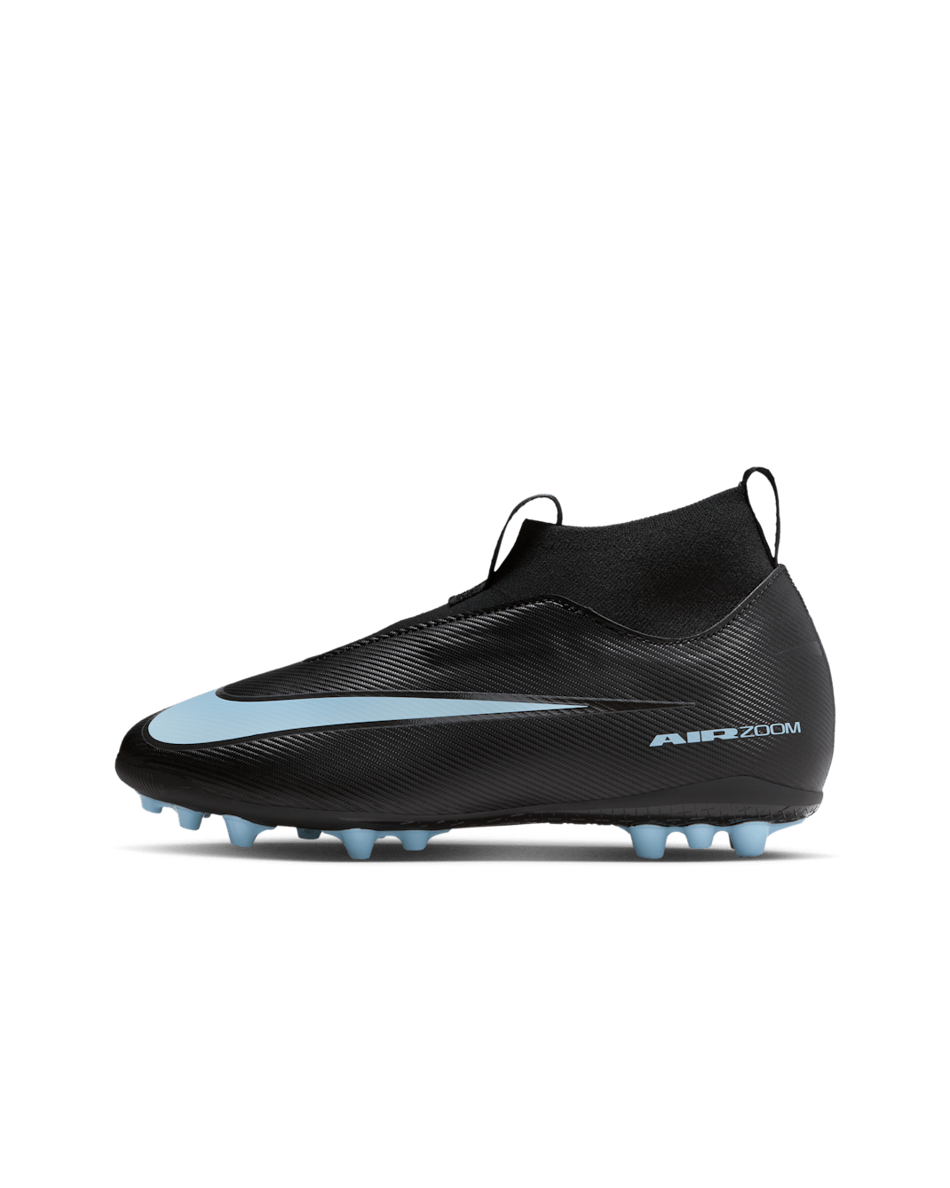 Nike Jr. Mercurial Superfly 10 Academy High-Top-Fußballschuh für Kunstrasen (jüngere/ältere Kinder) - Schwarz/Ice Blue