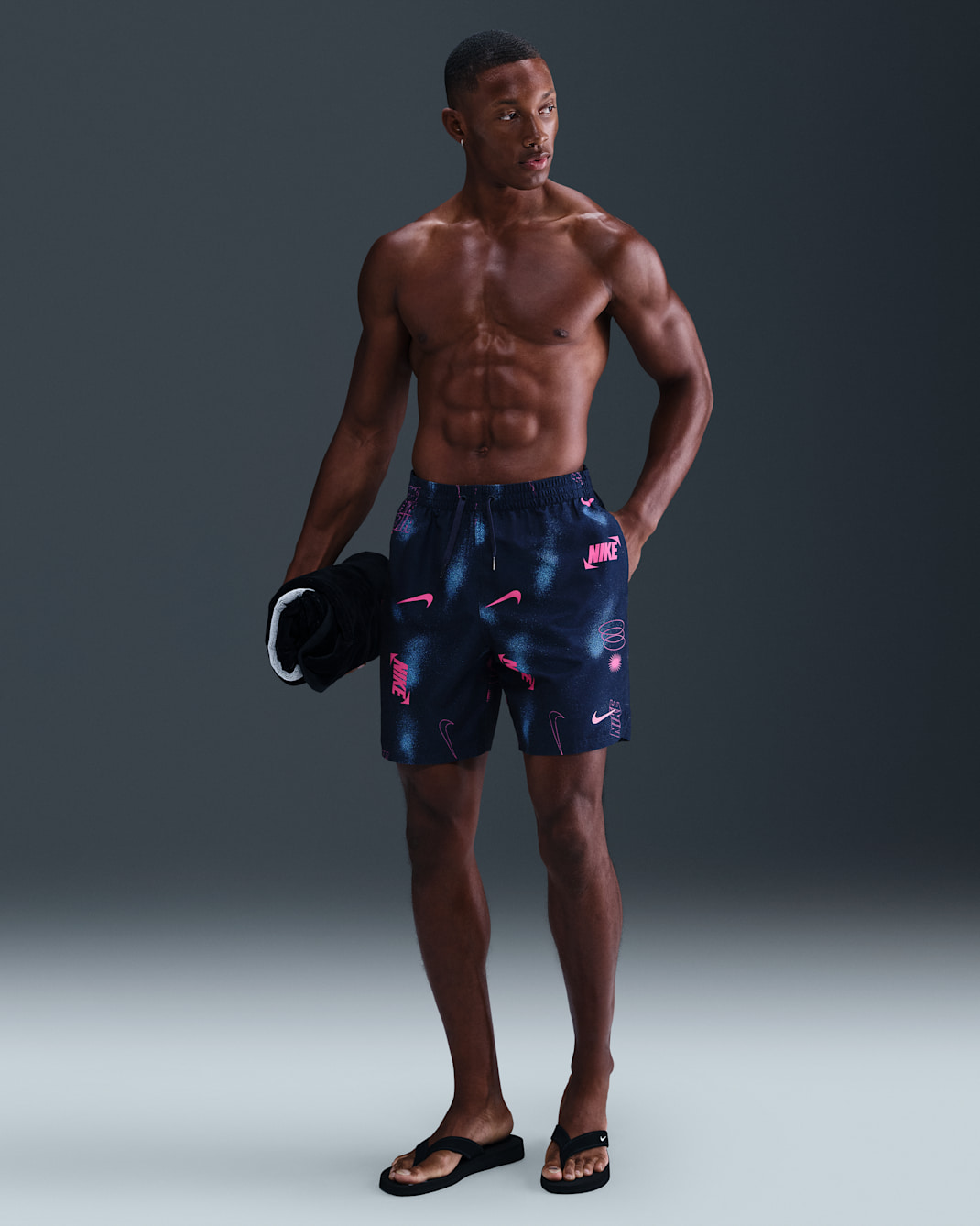 Short Volley de 18 cm con forro de ropa interior para hombre Nike Swim Breaker - Azul marino medianoche/Blanco