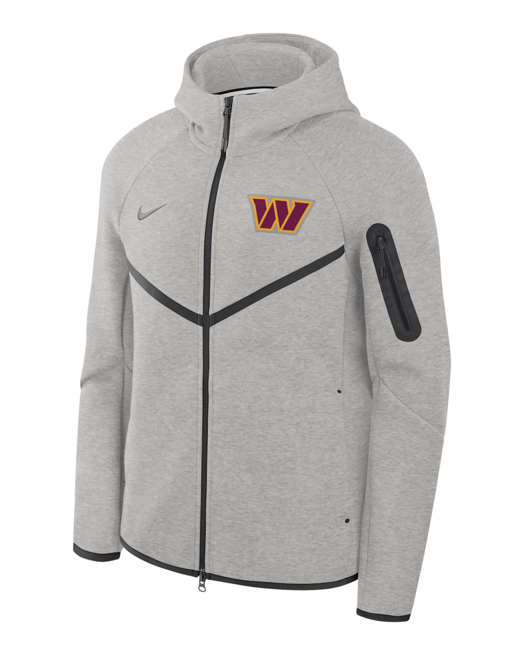 Chamarra con gorro de cierre completo Nike Tech Fleece Windrunner de la NFL para hombre de los Washington Commanders - Gris oscuro jaspeado