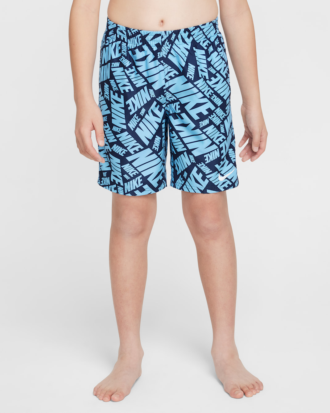 Traje de baño tipo short de voleibol con forro interior de 18 cm Nike Swim Breaker para niños talla grande - Azul universitario/Azul marino medianoche/Blanco