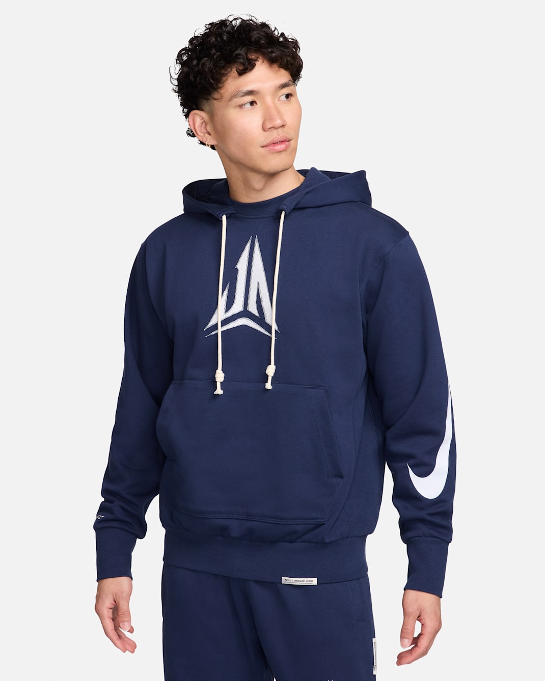 Ja Men's Dri-FIT Pullover Basketball Hoodie - Midnight Navy/Football Grey