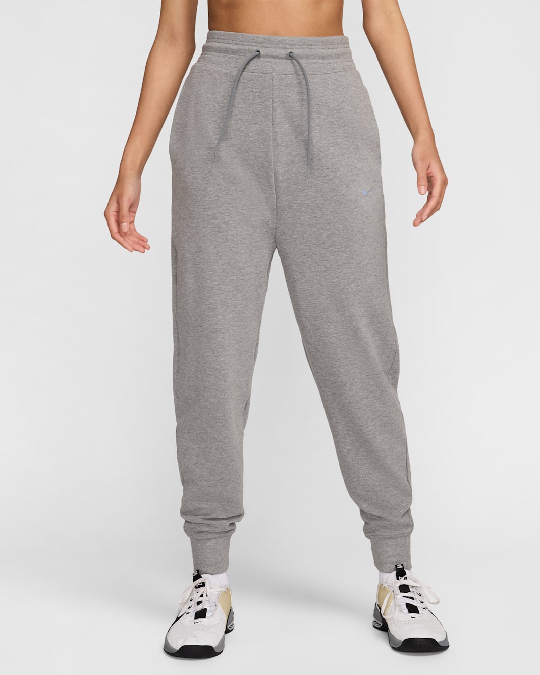 Nike Dri-FIT One Women's High-Waisted 7/8 French Terry Joggers - Carbon Heather/White