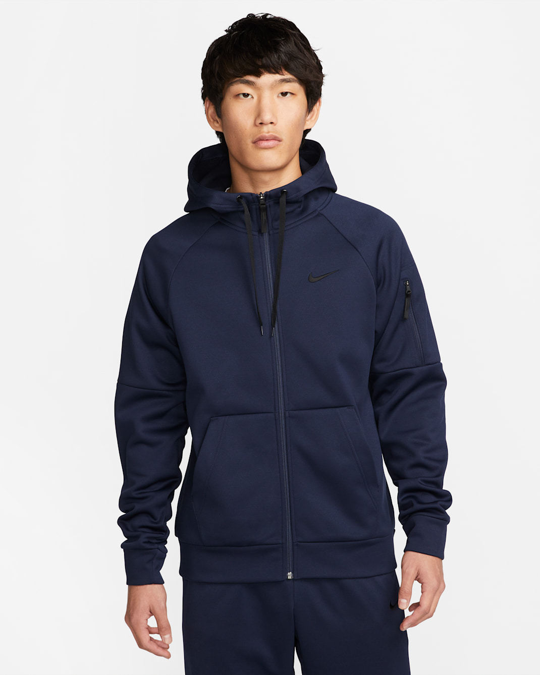 ナイキ Therma-FIT メンズ フルジップ フィットネスパーカー - オブシディアン/オブシディアン/ブラック