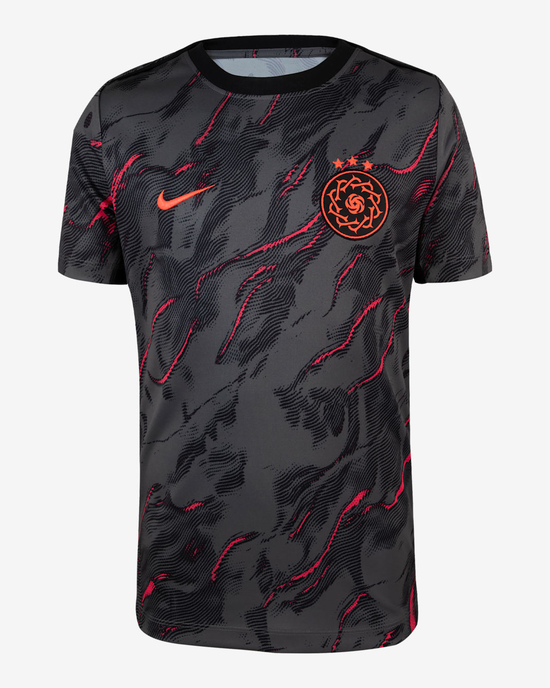 Playera de manga corta Nike de la NWSL para antes del partido para niños talla grande Portland Thorns FC 2025 - Rojo fusión claro/Gris hierro