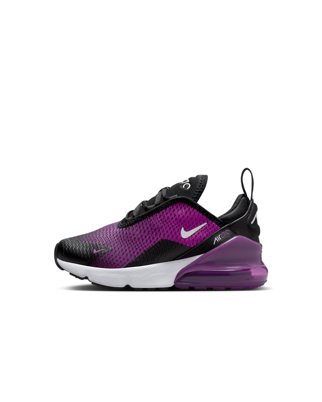 Tenis para niños de preescolar Nike Air Max 270 - Negro/Morado vivo/Blanco