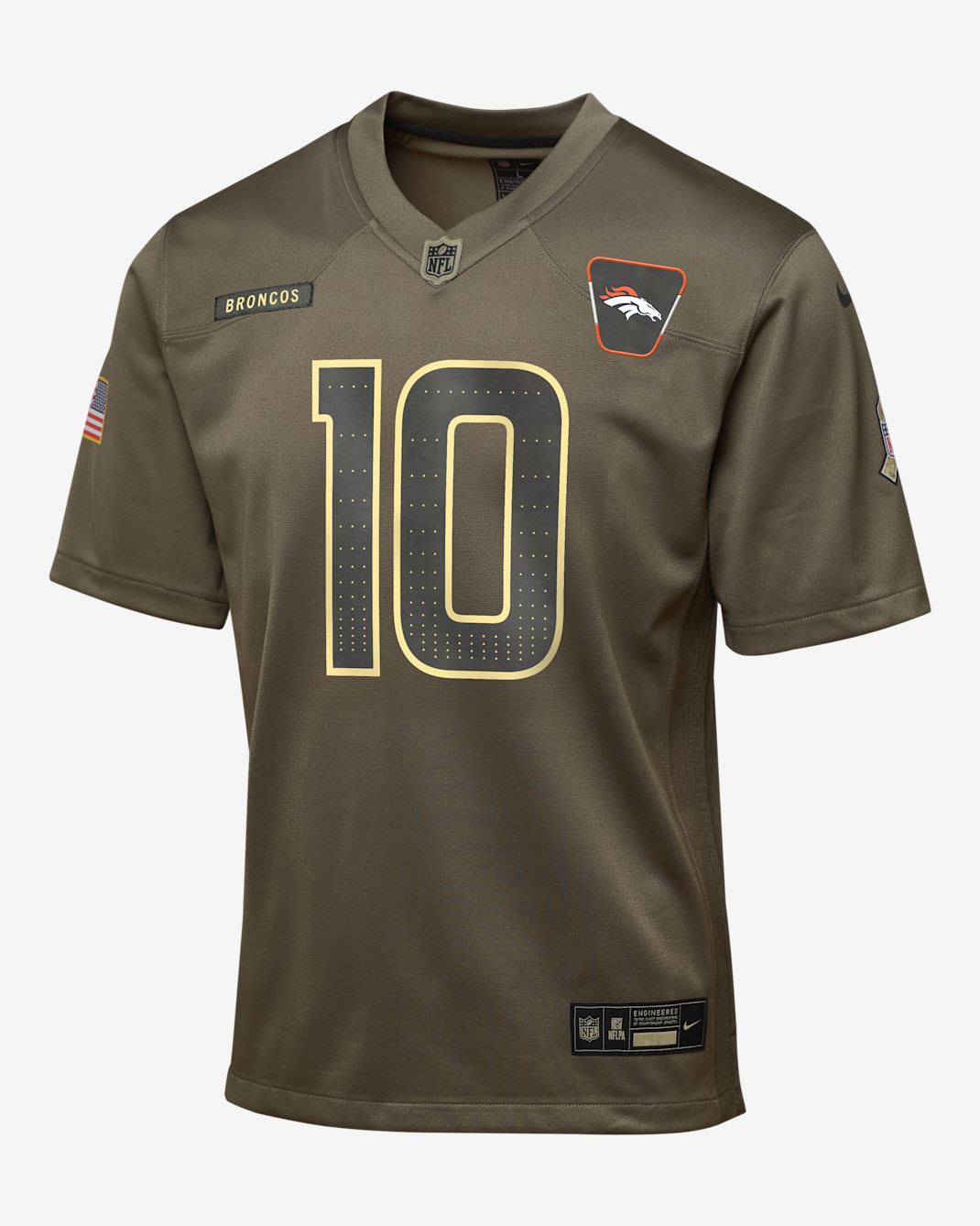 Bo Nix Denver Broncos Salute to Service Big Kids’ Nike NFL Game Jersey - Olive