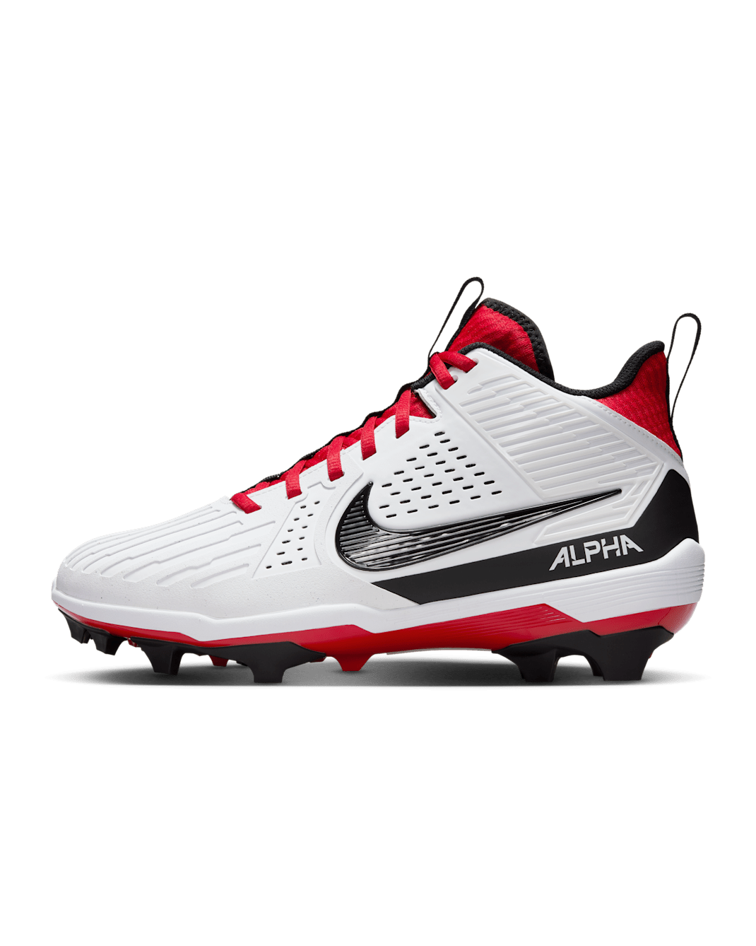 Nike Alpha Menace Strong Men's Football Cleats - White/University Red/Dark Smoke Grey/Black