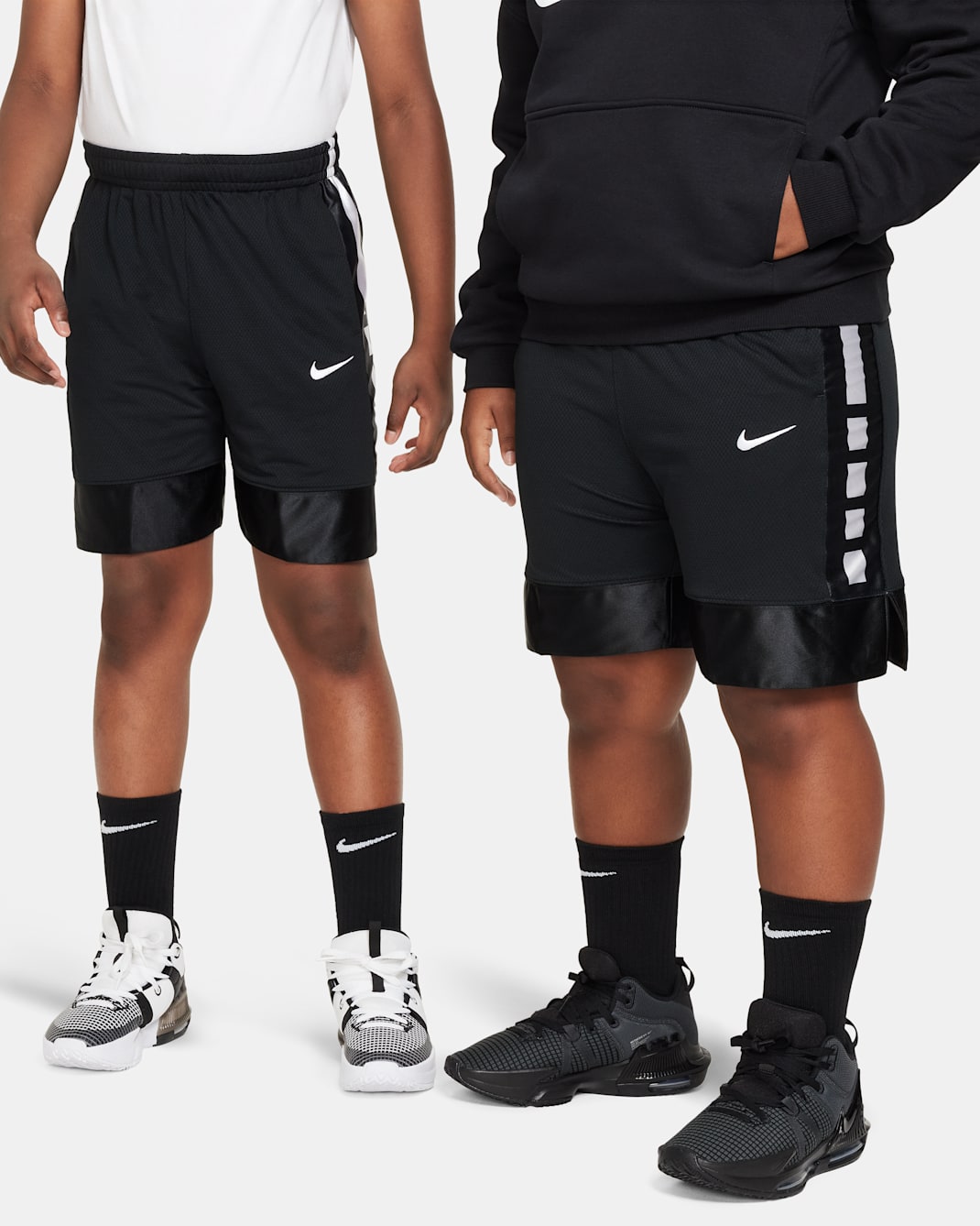 Nike Dri-FIT Elite 23 Big Kids' (Boys') Basketball Shorts (Extended Size) - Black/White