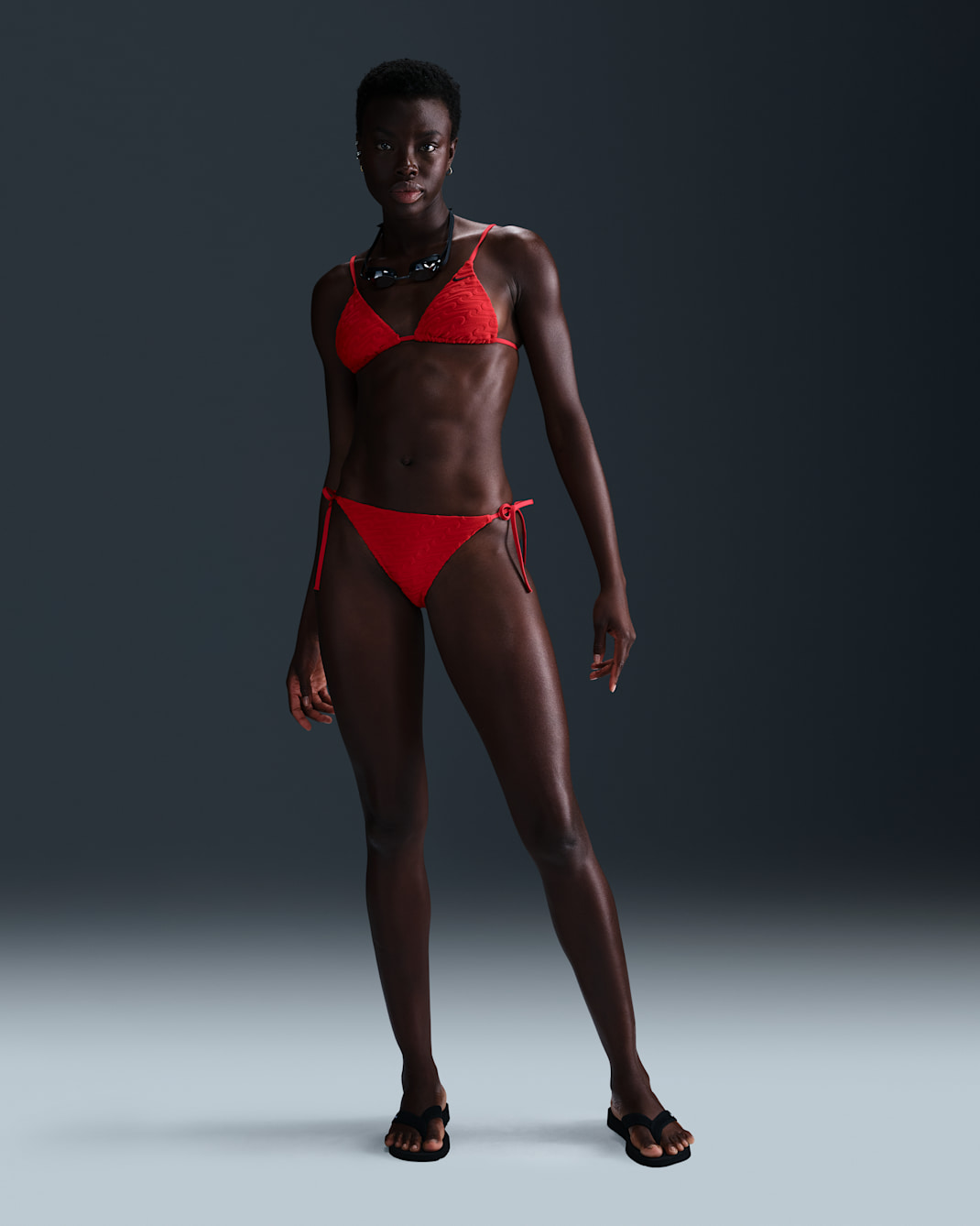 Nike Swim Swoosh Link Women's Terry Tie-String Bikini Bottom - University Red