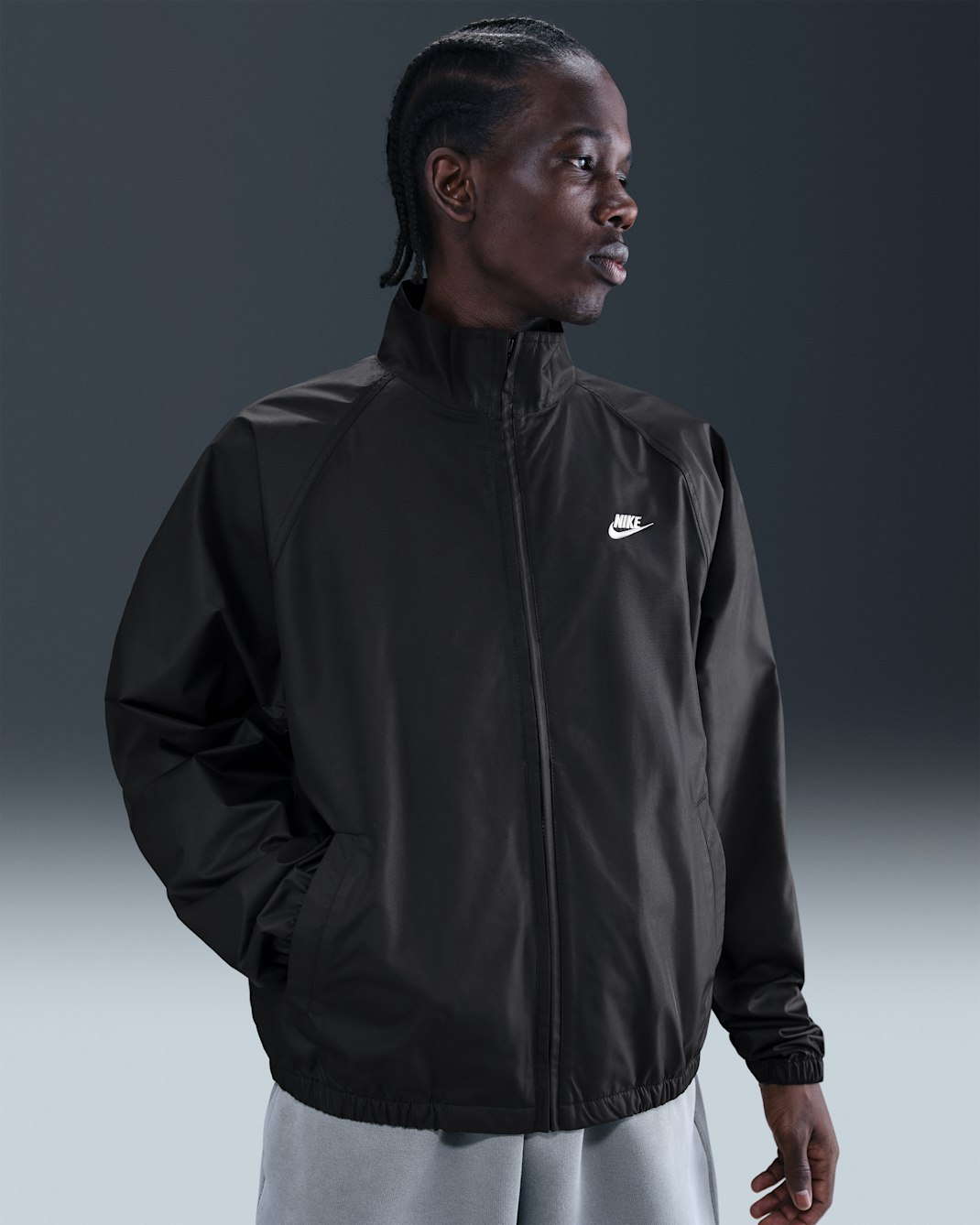 Ανδρικό τζάκετ Roscoe με φερμουάρ σε όλο το μήκος Nike Sportswear Club - Μαύρο/Λευκό