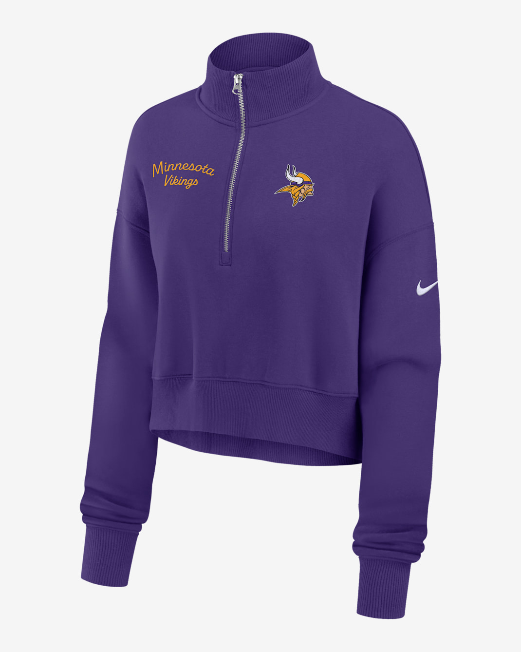 Minnesota Vikings Phoenix Women's Nike NFL Cropped 1/4-Zip Crew - Purple