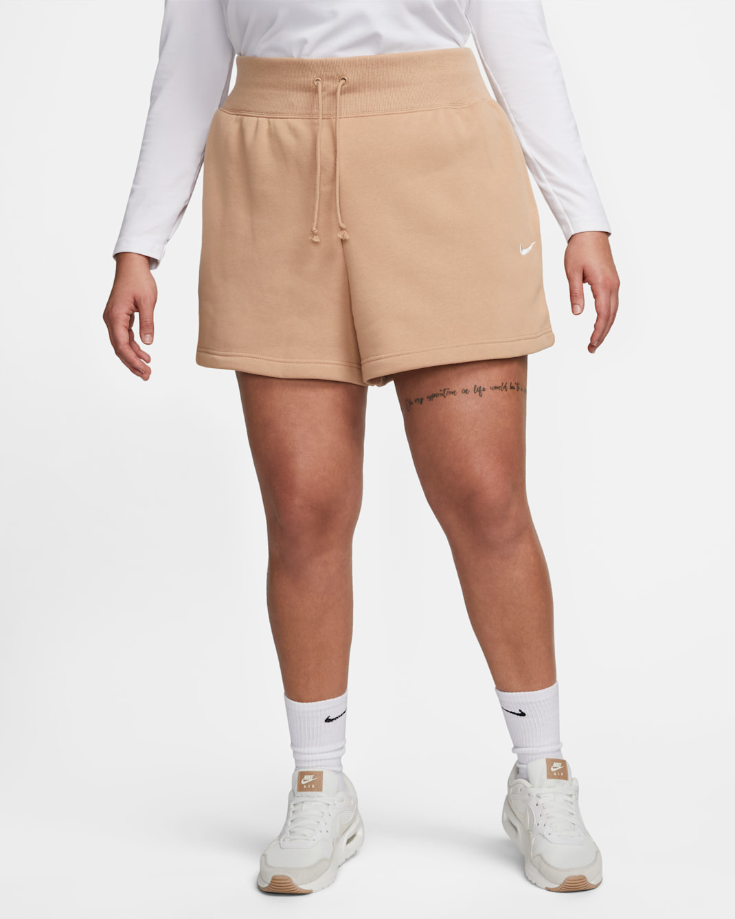 Nike Sportswear Phoenix Fleece Women's High-Waisted Loose Shorts (Plus Size) - Hemp/Sail