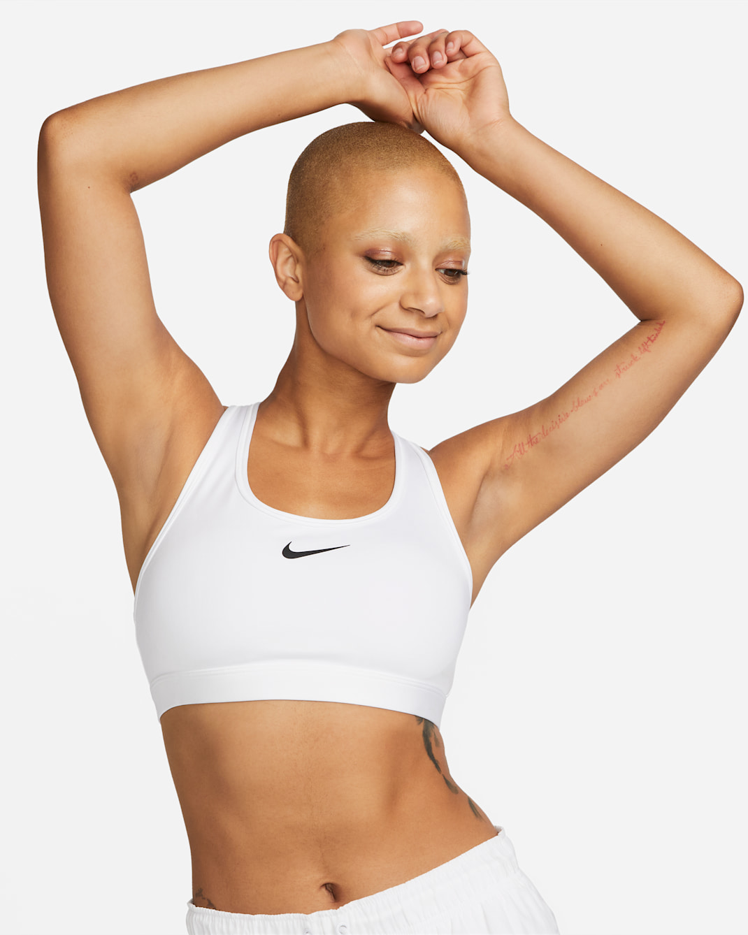Nike Swoosh Medium-Support Women's Padded Sports Bra - White/Stone Mauve/Black
