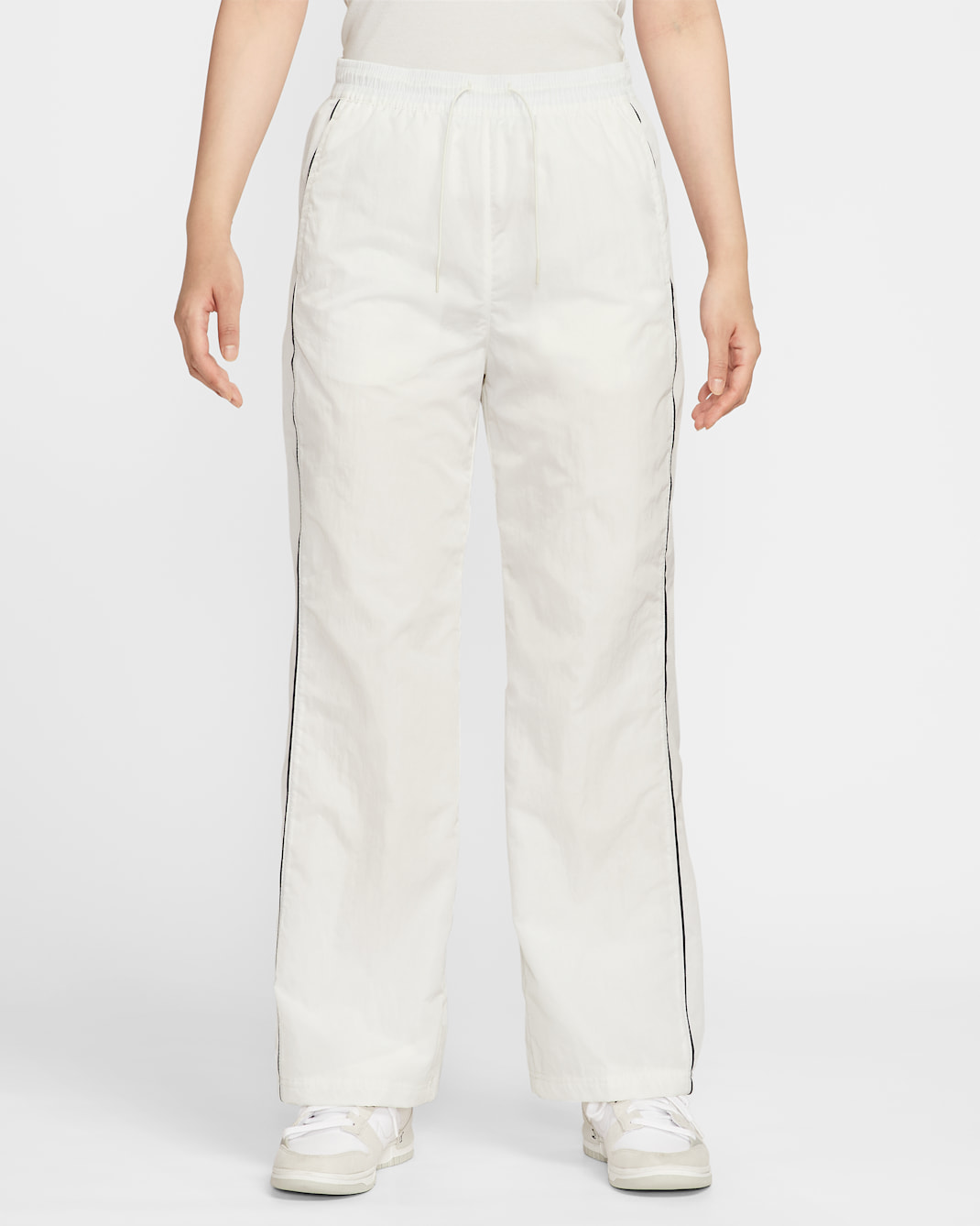 나이키 윈드러너 여성 하이웨이스트 우븐 오픈 헴 팬츠 - 세일/미드나이트 네이비/블랙