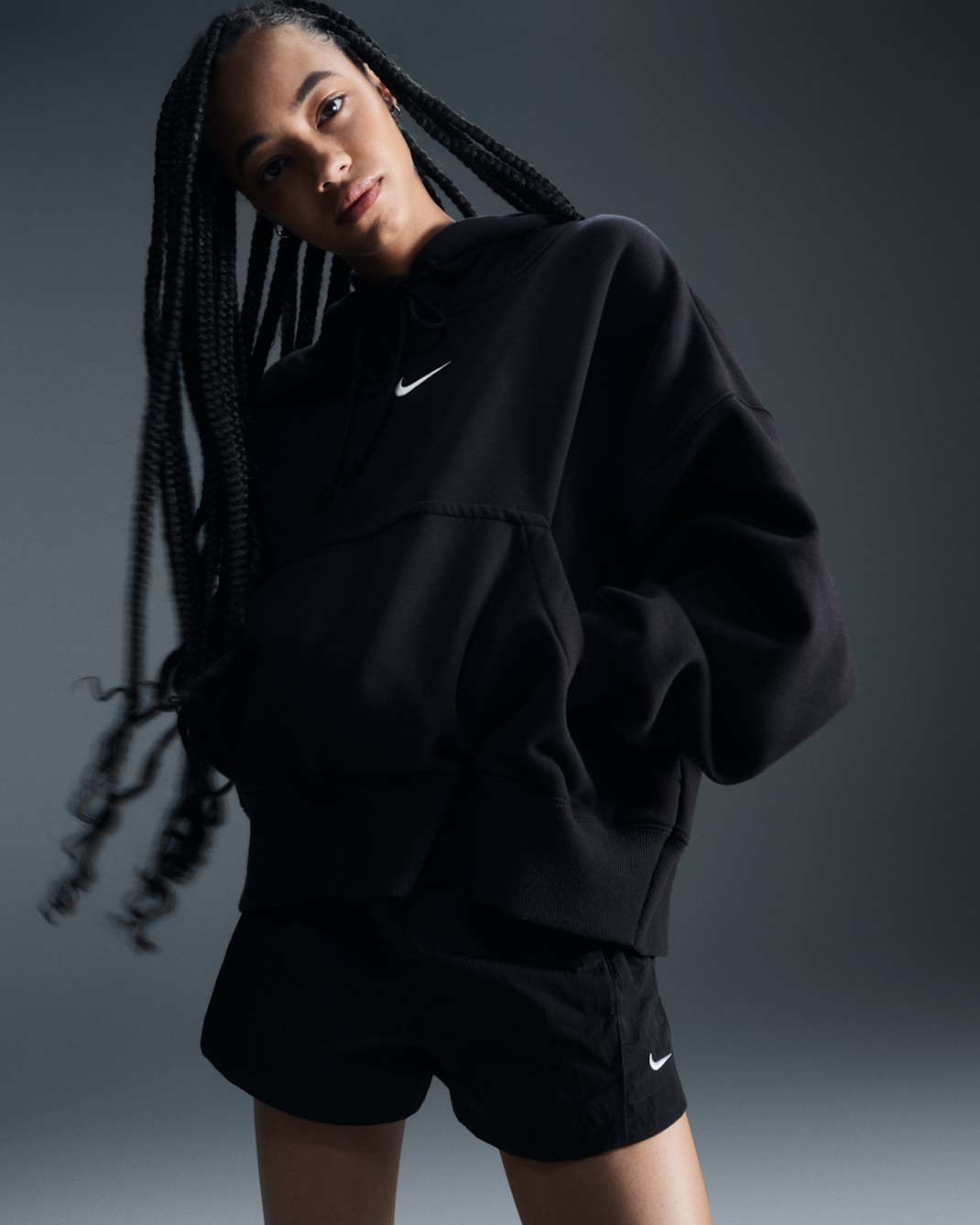 Nike Sportswear Phoenix Fleece Sudadera con capucha y ajuste muy oversize - Mujer - Negro/Sail
